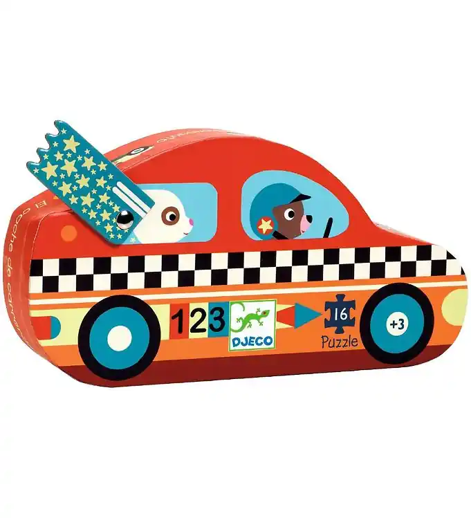 Djeco Puzzel - 16 Bakstenen - The Racing Car Premium