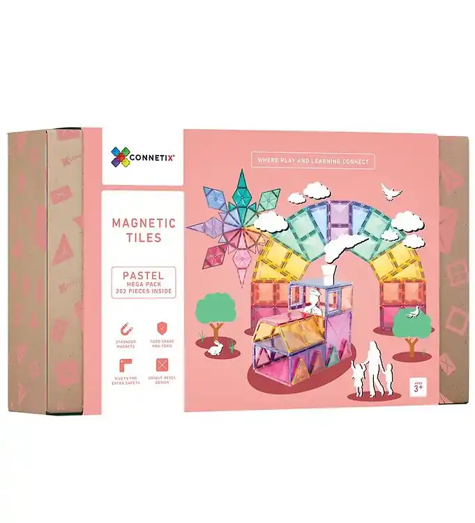 Uitverkoop Connetix Magneetset - 202 Onderdelen - Pastel MEGA Pak