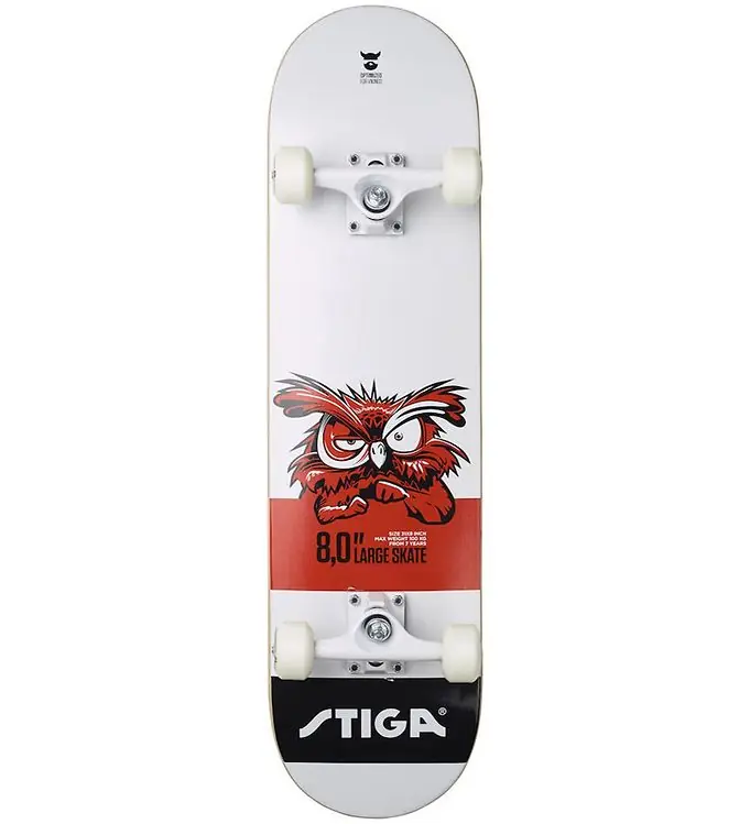 Stiga Skateboard - 8.0 - Wit m. Uil Meest Verkocht