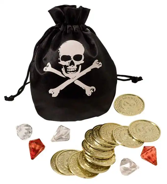 Molly & Rose Kostuumaccessoire - Piratenportemonnee m. Gouden mu Gratis Retour