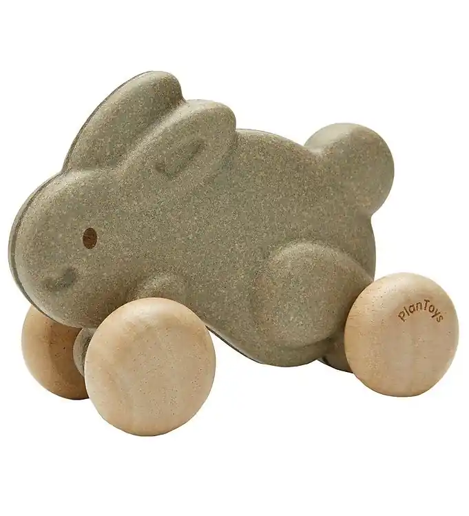 PlanToys Konijn m. Wielen - Hout - Grijs Bestseller