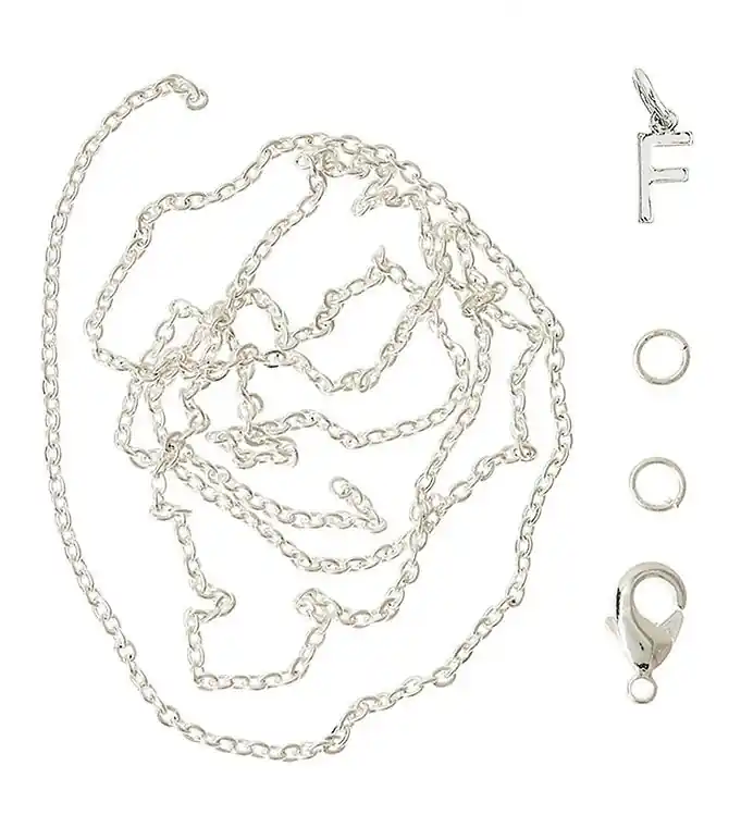 Me&My BOX Ketting m. Letter - F - Verzilverd Gereduceerde Prijs