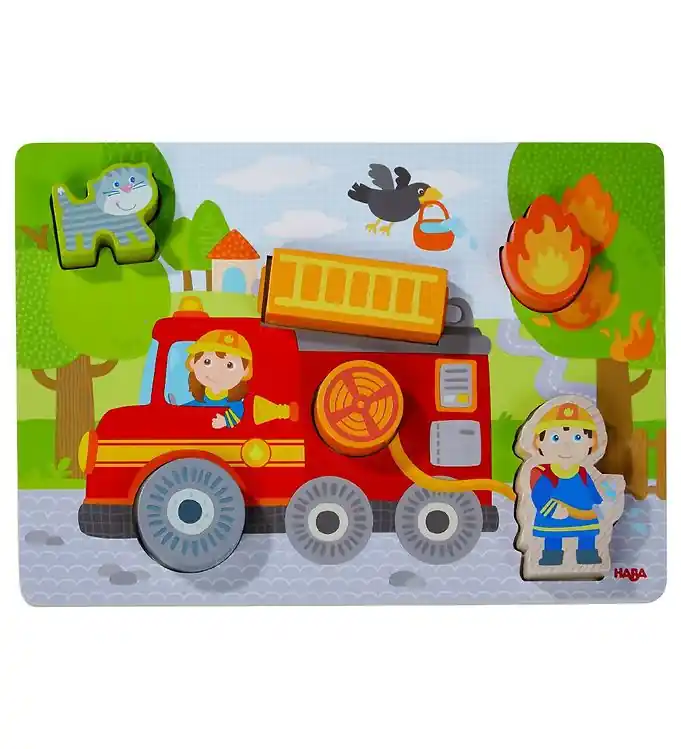 HABA Puzzel - 6 Bakstenen - Hout - Brandweerwagen Lage Prijs
