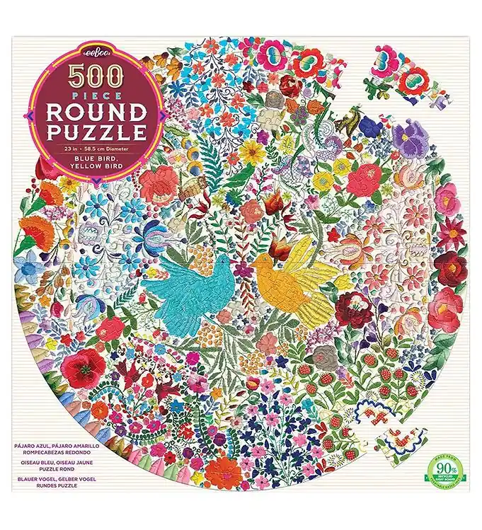 Eeboo Puzzel - 500 Bakstenen - Blue Bird & Yellow Bird Beperkte Voorraad