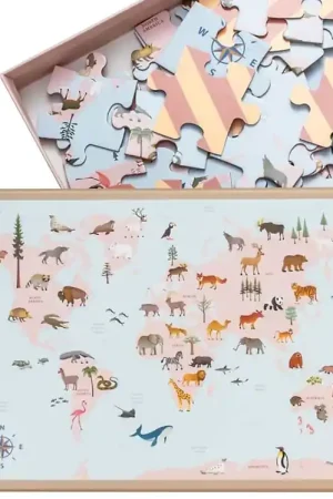 Koop Online Vissevasse Puzzel - World Map Dier - 42 Bakstenen