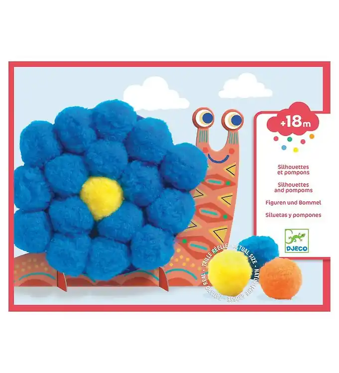 Djeco Creatieve Speelset - Silhouetten en pompons - Dieren Tijdelijk Beschikbaar