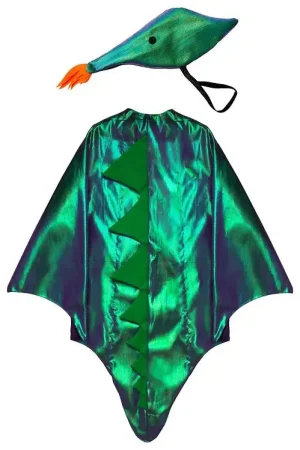 Direct Beschikbaar Meri Meri Verkleedkleren - Cape en hoed - Draak - Metallic Groen