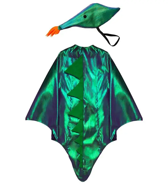 Direct Beschikbaar Meri Meri Verkleedkleren - Cape en hoed - Draak - Metallic Groen