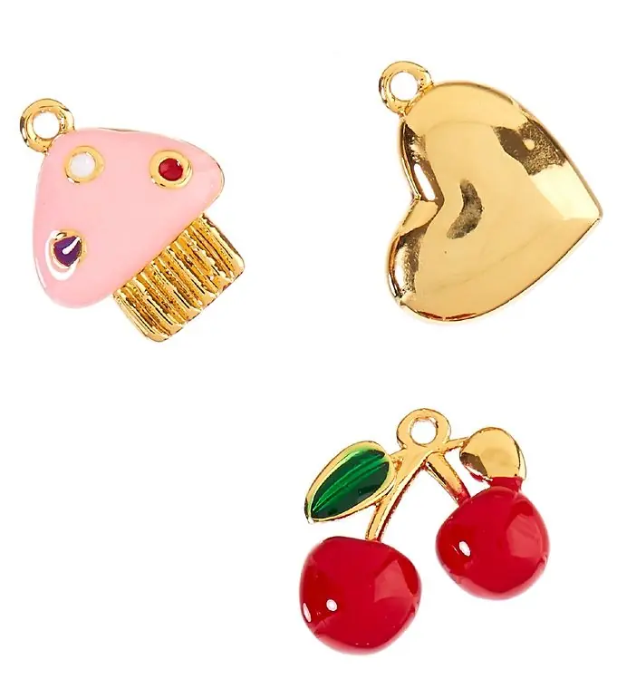 Gereduceerde Prijs Me&My BOX Hanger - 3-pack - Hart/CupCake/Kers - Verguld