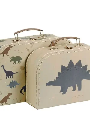 A Little Lovely Company Koffer - 2 stk - 29x25,5 cm - Dinosa Populair