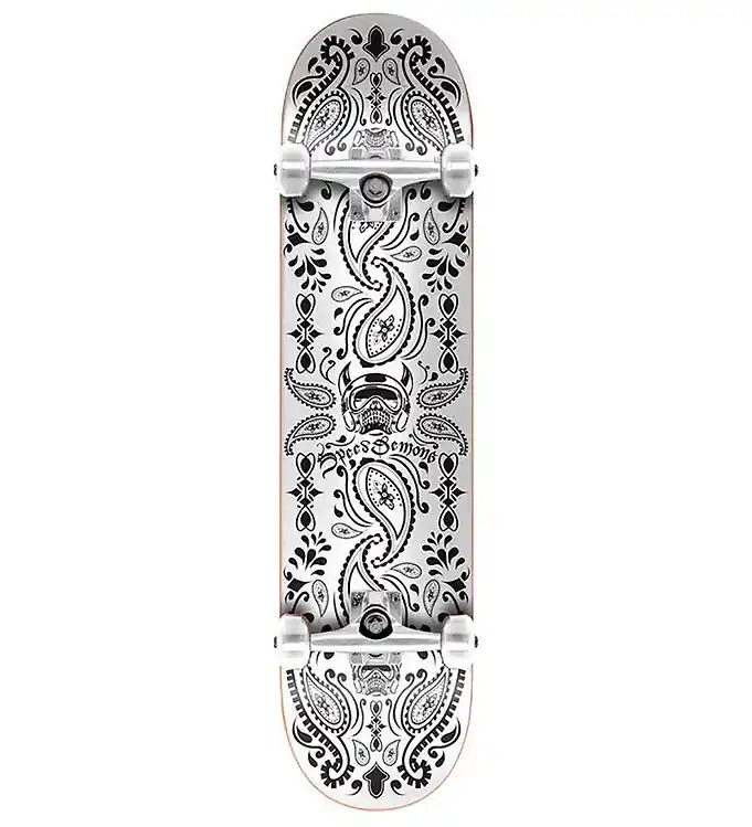Beperkte Voorraad Speed Demons Skateboard - 8'' - Bandana compleet - Wit