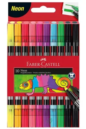 Direct Beschikbaar Faber-Castell Markers - Dubbel dik/dun - 10 st. - Neon