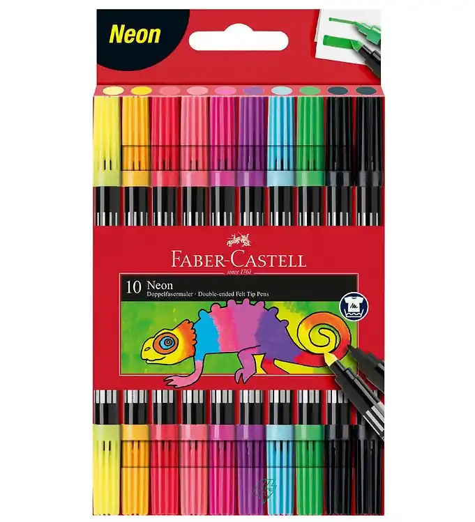 Direct Beschikbaar Faber-Castell Markers - Dubbel dik/dun - 10 st. - Neon