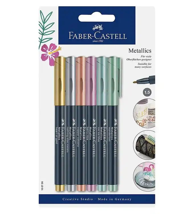 Faber-Castell Markers - Metallic Pen - 6 stk - Multicolour Rechtstreeks Van De Fabrikant