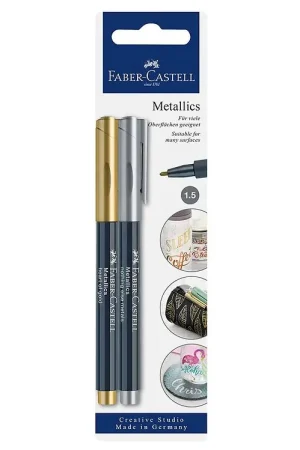 Faber-Castell Markers - Metallic Pen - 2 stk - Goud/Zilver Snelle Levering