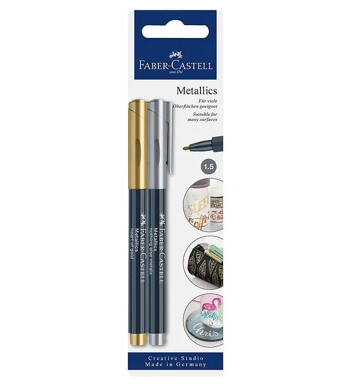 Faber-Castell Markers - Metallic Pen - 2 stk - Goud/Zilver Snelle Levering