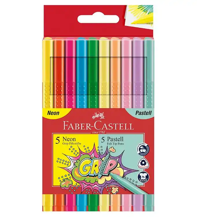 Snelle Levering Faber-Castell Markers - Grip - 10 stk - Neon/Pastel