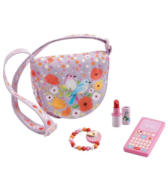 Djeco Tas m. Accessoires - Birdie's - lila m. Vogels Beperkt Aanbod