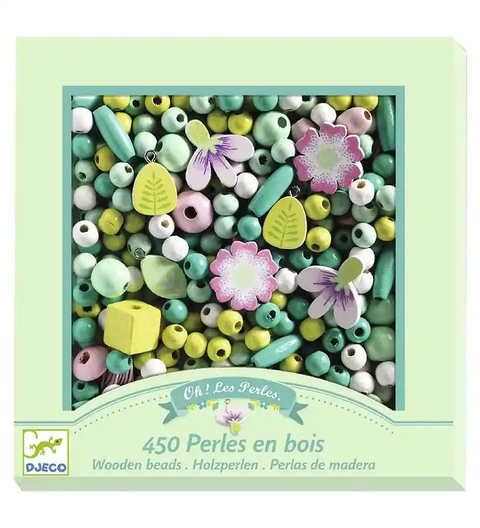 Korting Djeco Houten Kralen - 450 st. - Bloemen en Planten