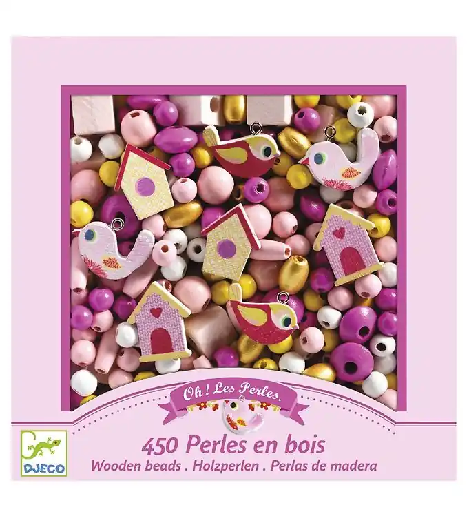 Populair Djeco Houten kralen - 450 st. - Vogels