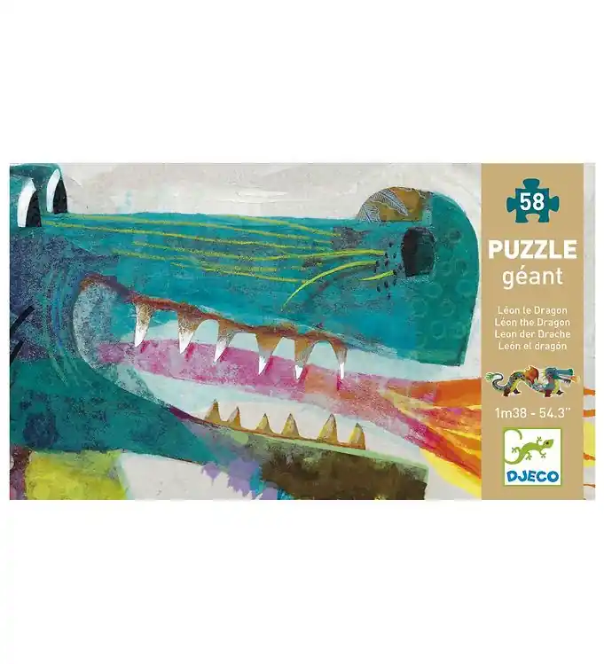 Djeco Reuzenpuzzel - 58 Bakstenen - 138 cm - Leon De Draak Gratis Retour