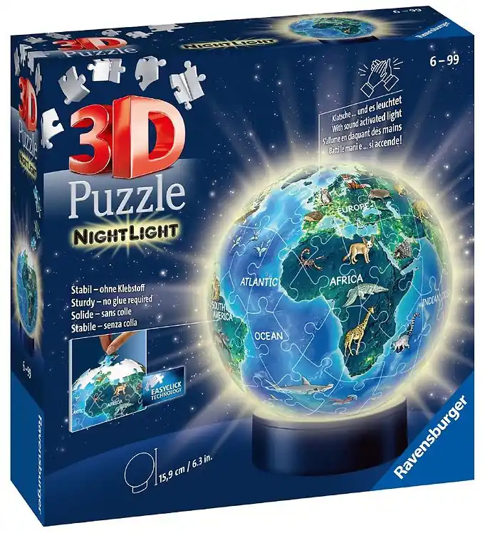 Ravensburger 3D Puzzel - 72 Bakstenen - Globe Nightlight Lage Kosten