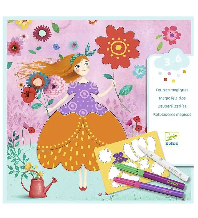 Djeco Puzzel m. Magische Markers - Marie's Beautiful Jurken Must-Have