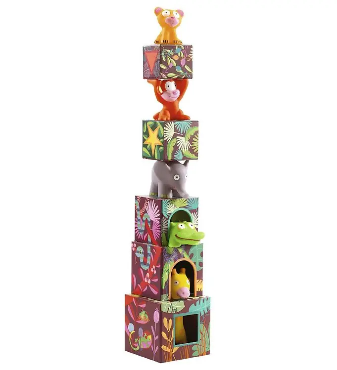 Djeco Bouwblokken - 10 Onderdelen - Jungledieren Speciale Aanbieding
