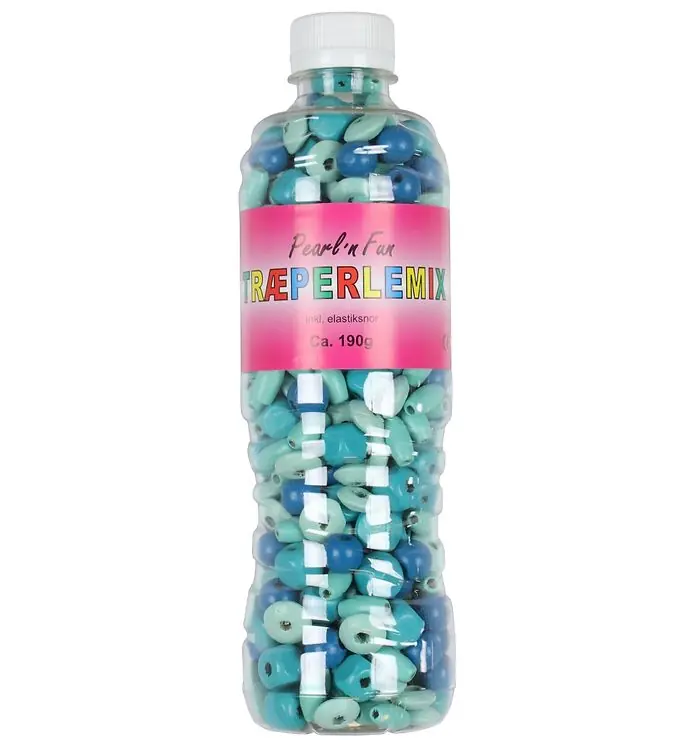 Pearl'n Fun HoutKralen m. Elastisch koord - 190 gram - Blauw/Tur Betaalbaar