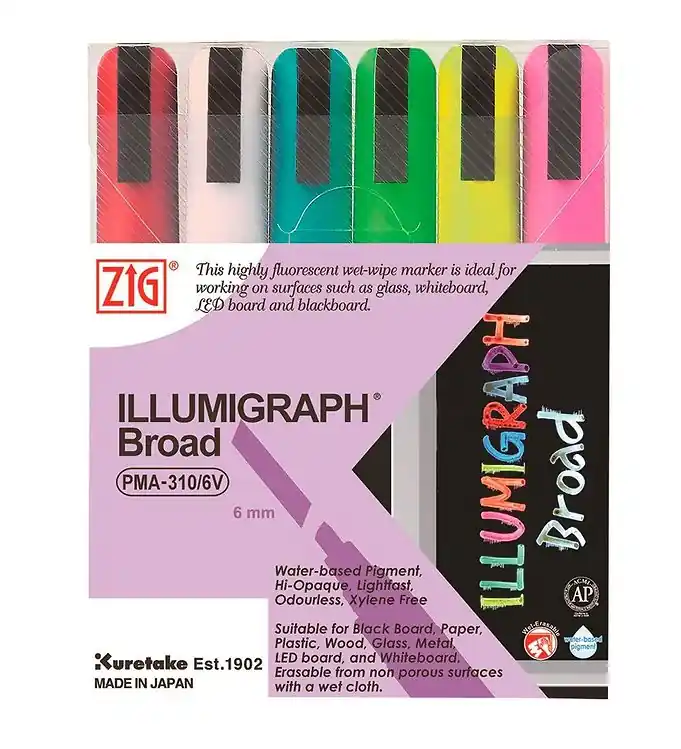 Zig Markers - Illumigraaf - 6 mm - 6 stk Favoriet