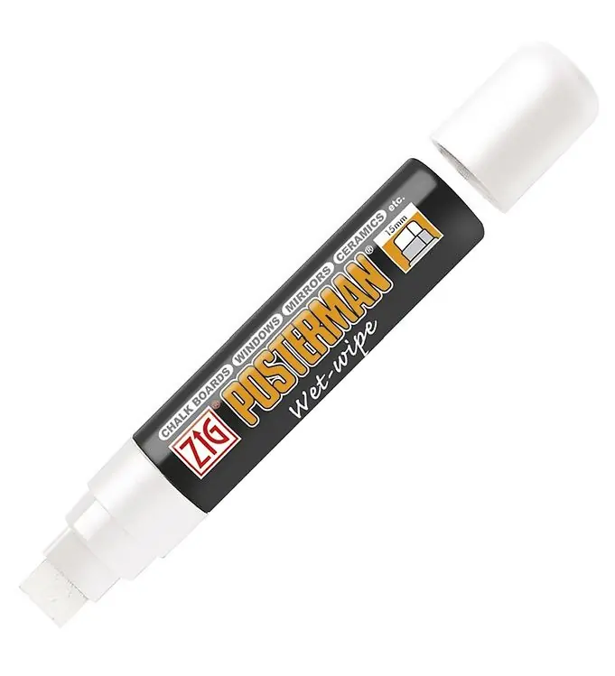 Snelle Levering Zig Marker - Vochtige doek/gum - 15 mm - Wit