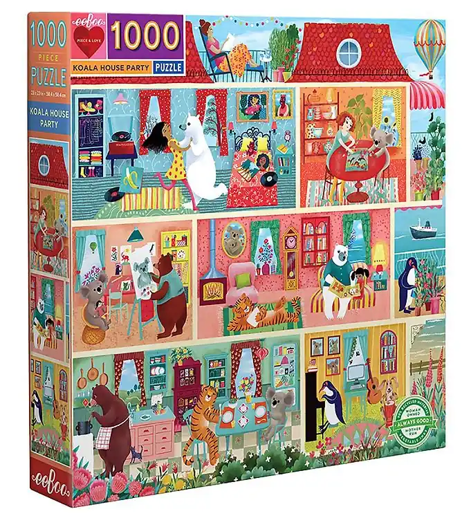 Eeboo Puzzel - 1000 Bakstenen - Koala House Party Favoriet