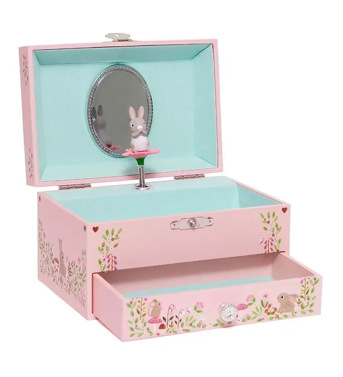 Petit Monkey Sieradendoos m. Muziek - 9x15x10 cm - Bos - Roze Shop Nu