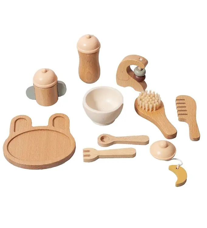Goedkoop Petit Monkey Poppenserviesset - 10 Onderdelen - Hout