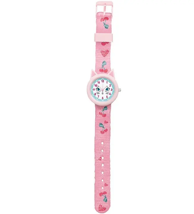 Exclusieve Aanbieding Djeco Horloge - Roze m. Kat
