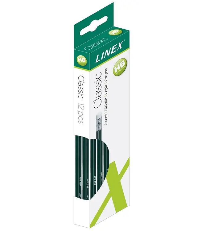 Linex Potloden m. Gum - Classic+ - 12-pack Laatste Versie
