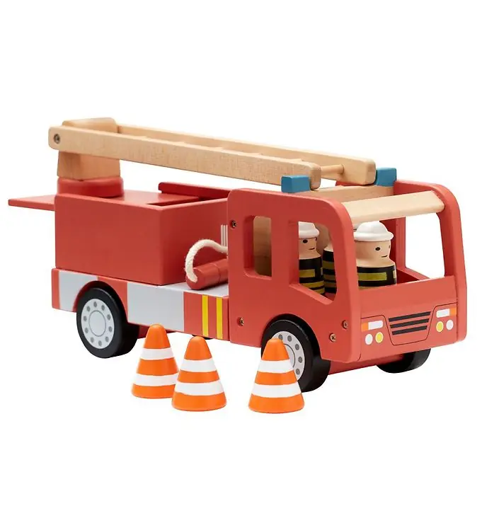 Kids Concept Brandweerauto - 30 cm - Aiden - Rood m. Brandweerli Meest Verkocht