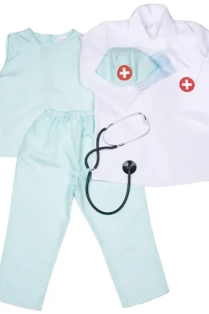Beperkte Voorraad Den Goda Fen Kostuum - Doktersset - Wit/Mint