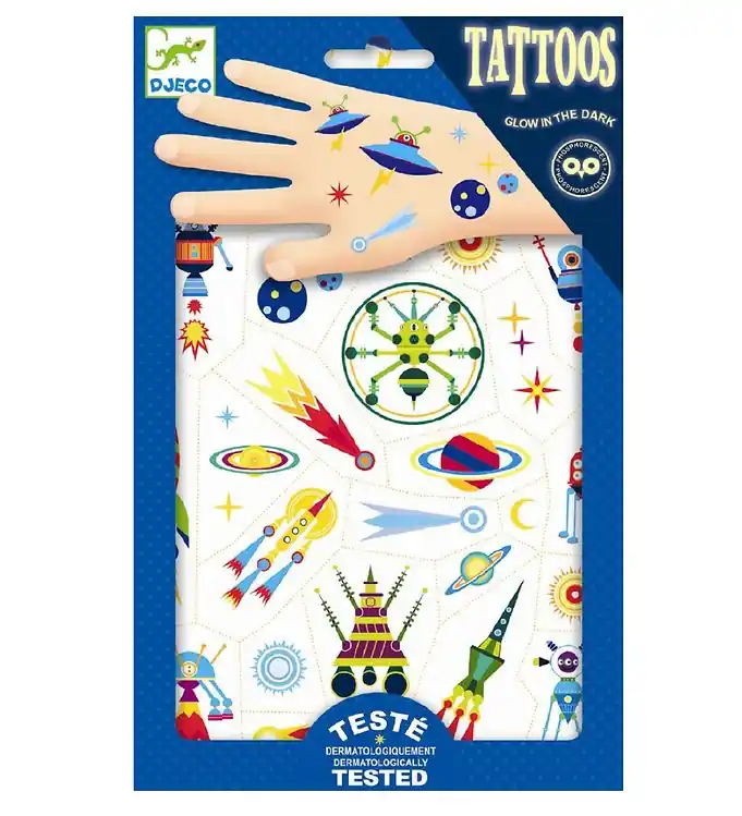 Djeco Tattoos - Lichtgevend - Space Vreemdheid Merkproduct
