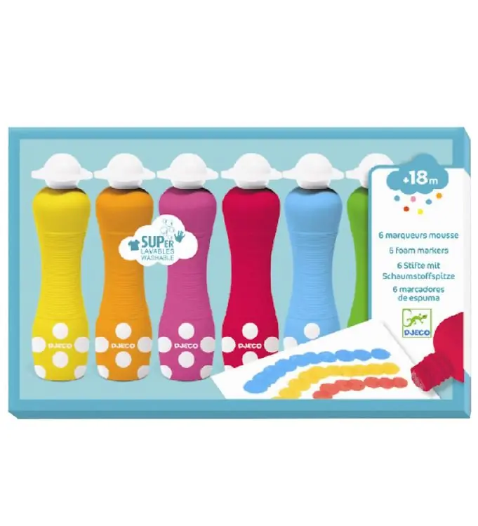 Djeco Schuimstiften - 6 st. - Multicolour Express Levering