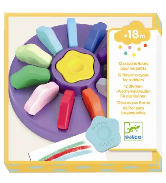 Gereduceerde Prijs Djeco Wax Potloden - 12 st. - Bloemen