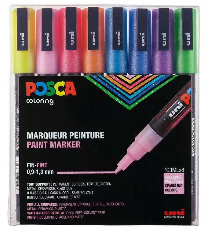 Bestel Nu Posca Markers - PC-3ML - 8 st. - Multicolour m. Glitter