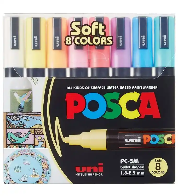 Uitverkoop Posca Markers - PC-5M - 8 st. - Gedempt Kleuren