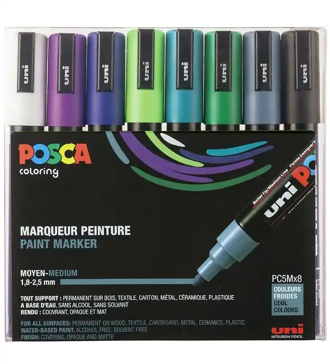 Koop Vandaag Posca Markers - PC-5M - 8 st. - Koud Kleuren