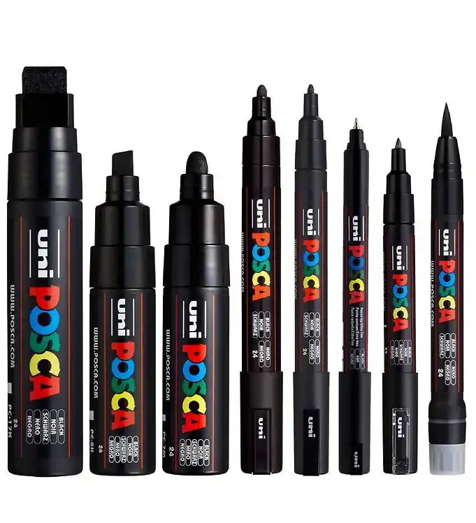 Posca Markers - 8 maten tippen - Zwart Voordeelprijs