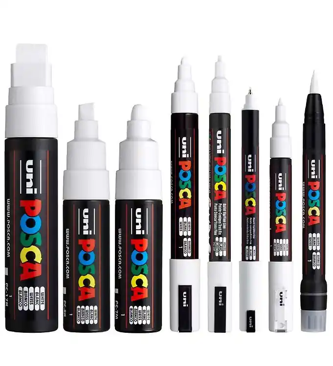 Posca Markers - 8 tipformaten - Wit Op = Op
