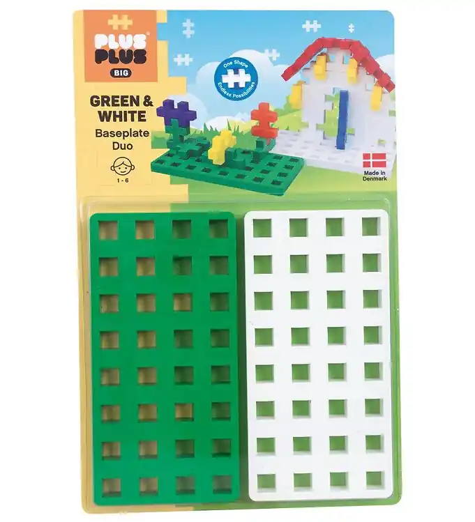 Plus-Plus BIG - Basisplaat Duo - Groen/Wit Beperkt Aanbod