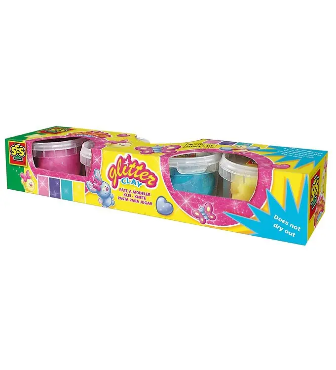 SES Creative Speelklei - 4x90g - Glitter Finale Uitverkoop
