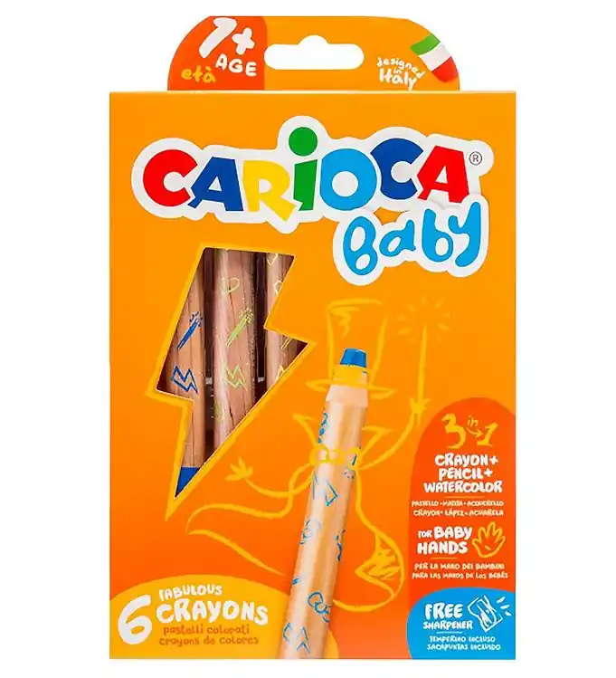 Weekendaanbieding Carioca Baby Kleurpotloden - 3-in-1 - 6 stk - Multicolour