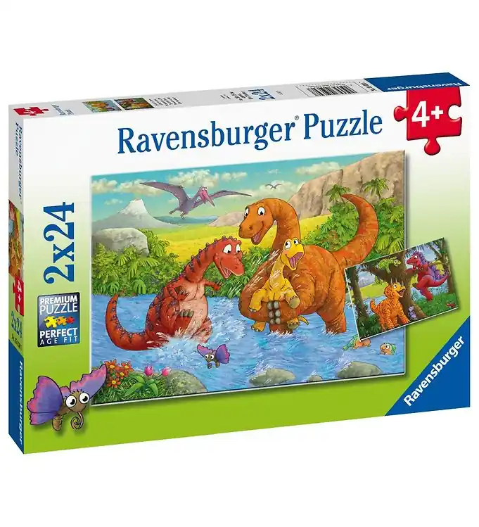 Korting Ravensburger Puzzel - 2x24 Bakstenen - Dinosaurs at Play